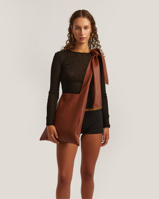burnt orange faux leather slouch bag